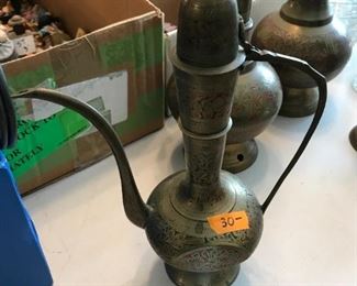 #220	vintage indian brass coffee pot	 $30.00 	
