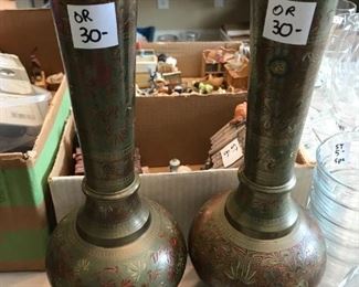 #222	(2) brass shells for lamps with color inlay	 $60.00 	
