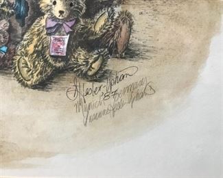 #227	print of teddy bear in Germany  " Bearly midnight" 34x28	 $50.00 	
