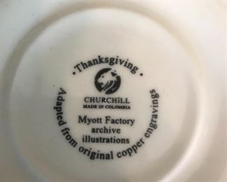 #229	Churchhill thanksgiving china set Myott Factory 40 piece set china with serving bowl 	 $60.00 	
