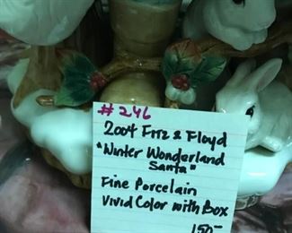 #246	2004 Fitz and Floyd "Winter Wonderland Santa fine porcelain Vivid color santa in box 	 $150.00 	
