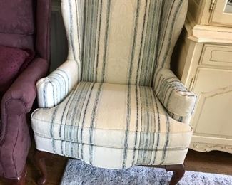 #45	blue cream wing back chair 	 $75.00 	
