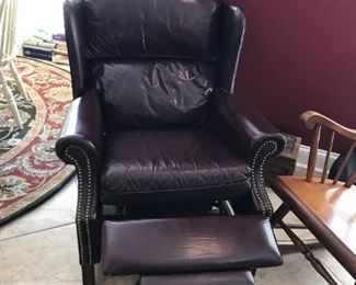 #69	Barcalounge recliner burgundy with nail heads front and wood legs as is scratch	 $200.00 	
