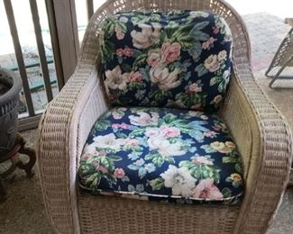 #74	Henry Link sofa of white pickle wicker with blue cushions  84 long	 $125.00 
#75	henry Link chair of white pickle wicker with blue cusions 	 $85.00 
