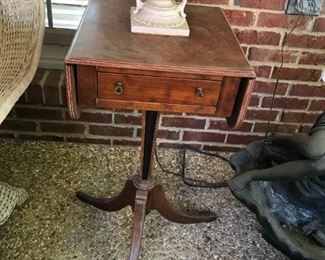 #76	wood drop side table with drawer on pedistal 12-24x14x29	 $75.00 	
