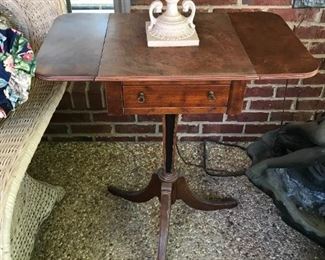 #76	wood drop side table with drawer on pedistal 12-24x14x29	 $75.00 	
