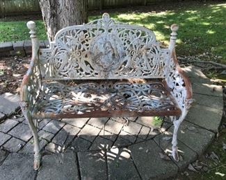 #84	white case iron loveseat as is rust 	 $175.00 	
