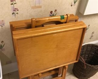 #113 or	set of 4 wood TV tables on stand	 $30.00 	
