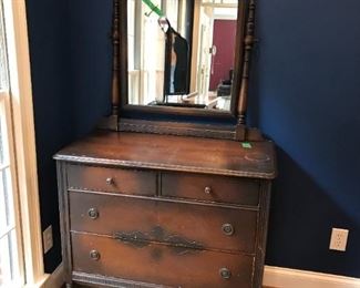 #10	Antique 5 drawer dresser with mirror 38x20x32 mirr29x33	 $175.00 	
