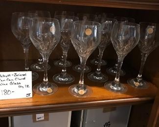 #36	Echt Bleikristall German Can Can Claret wine glasses by Cristallene Zwiesel set of 12 	 $180.00 	
