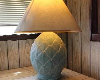 Retro Teal Artichoke Table Lamp