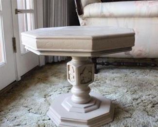 Vintage Light Wood Octagon Pedestal Table