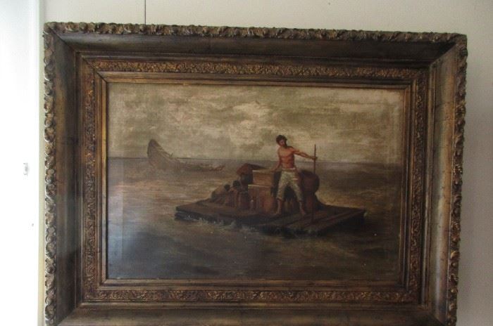 vintage painting and frame signed