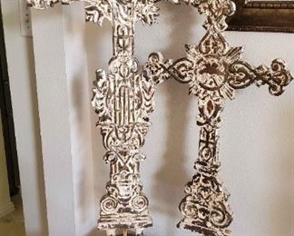 2 Modern Crosses On Stands