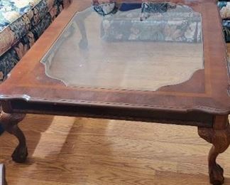 Beveled Glass Wood Cofee Table