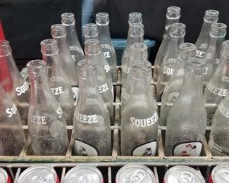 Vintage Squeeze Bottles and Crate 