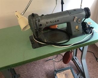 Antique Singer sewing machine with table