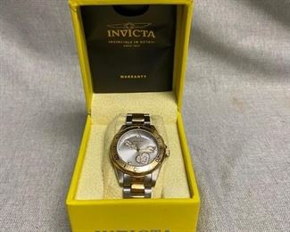 Ladies Woman Invicta Wrist Watch CZ Hearts Silver Gold Tone NOT RUNNING