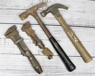 Hammers and Adjustable Wrench Tool Lot