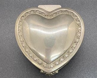 Heart Shaped Silver Plate Trinket Jewelry Box