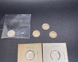 Vintage Silver Dime Lot 10 Cent United States Coin Money Change