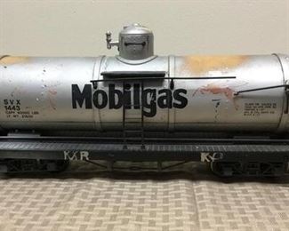 Mobilgas Single Dome Metal Tanker Car SUX 1443 Pegasus, G scale Model Train