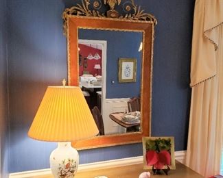 Framed wall mirror with eagle crest