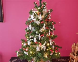 Small Christmas tree adorned with Cazenovia sterling 
silver ornaments