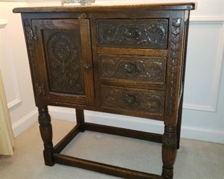 Antique Jacobean style oak cabinet