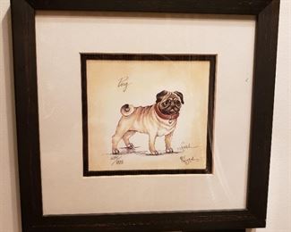 Pug lithograph, signed and numbered 235/995 Lyndi