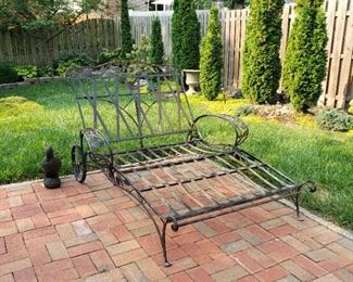 Wrought iron two seater lounge chair