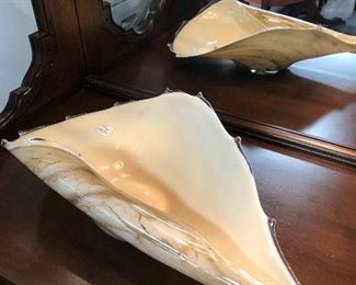Polish art glass. Handmade glass shaped to form a seashell.