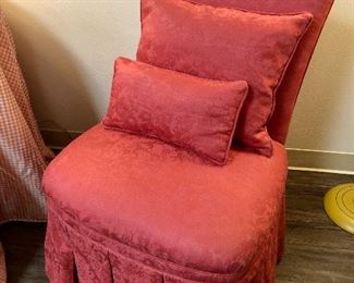 Custom slipper chair with matching pillows. 