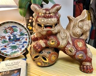 Vintage 11” Japanese Kutani ShiShi. Hand painted and decorated. 