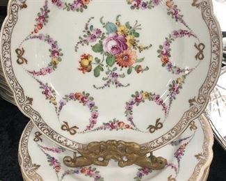 Set of seven Dresden salad/dessert plates. Germany.