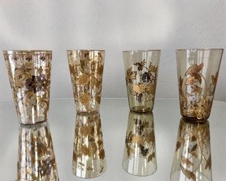 Antique Bohemian Moser class. Hand decorated with raised gold and enamel. Circa 1905. Rare.