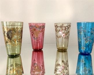 Antique Bohemian Moser class. Hand decorated with raised gold and enamel. Circa 1905. Rare.