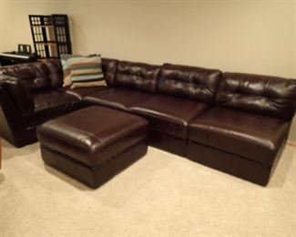 CHOCOLATE SECTIONAL & OTTOMAN DJVANI CHATEAU D'AX THE ORIGINAL ITALIAN LEATHER