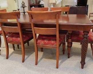 Large dining table and chairs with 2 leaves