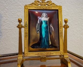 Miniature enamel painting of Joanna I of Anjou, Queen of Naples,  with mirrored back