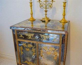 Hollywood Regency style mirrored side table