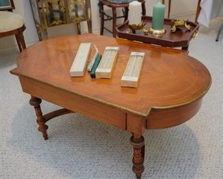 Inlaid coffee table with drawer