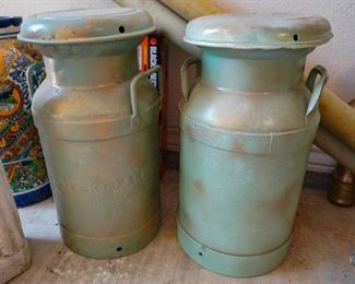 Vintage metal miclk jugs