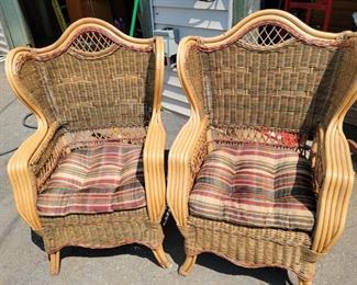 Pair of older rattan chairs
