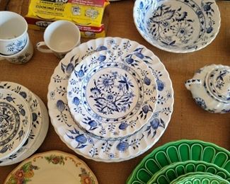 Vintage blue onion dish set