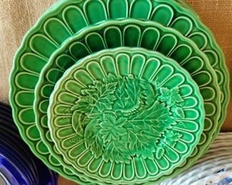 Set of vintage green dishes