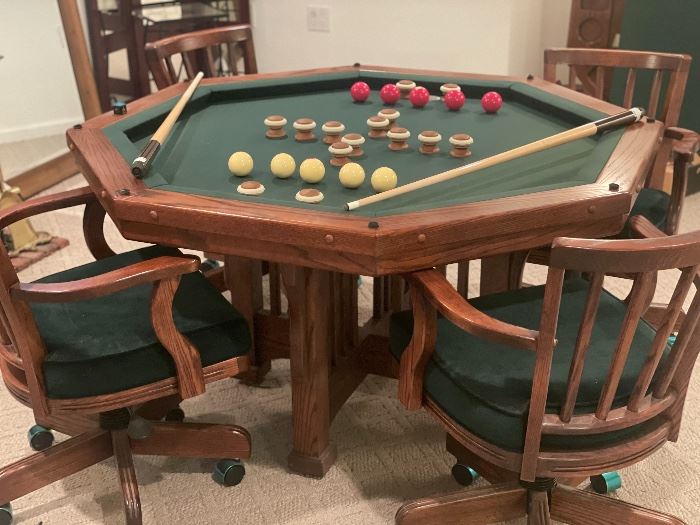 3 in 1 Game table: Bumper Pool, Cards & Dining Walnut 