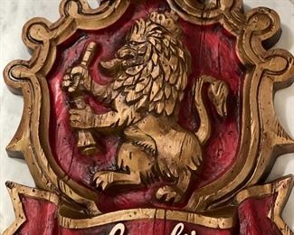 Antique Stroh’s Beer Sign Lion’s Crest 