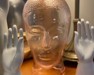 VTG Pink Glass Mannequin Head 
