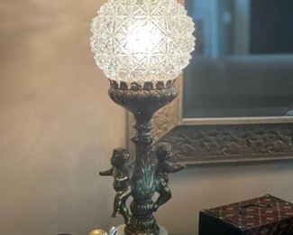 Stunning Vtg Brass Cherub Lamps